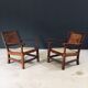Arts & Crafts Handcrafted Low Lounge Armchairs, Belgium, 1920s, Set of 2