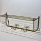 Coat rack with 4 hooks with shelf and vintage mirror in golden metal