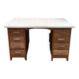 Box desk, 8 drawers, vintage