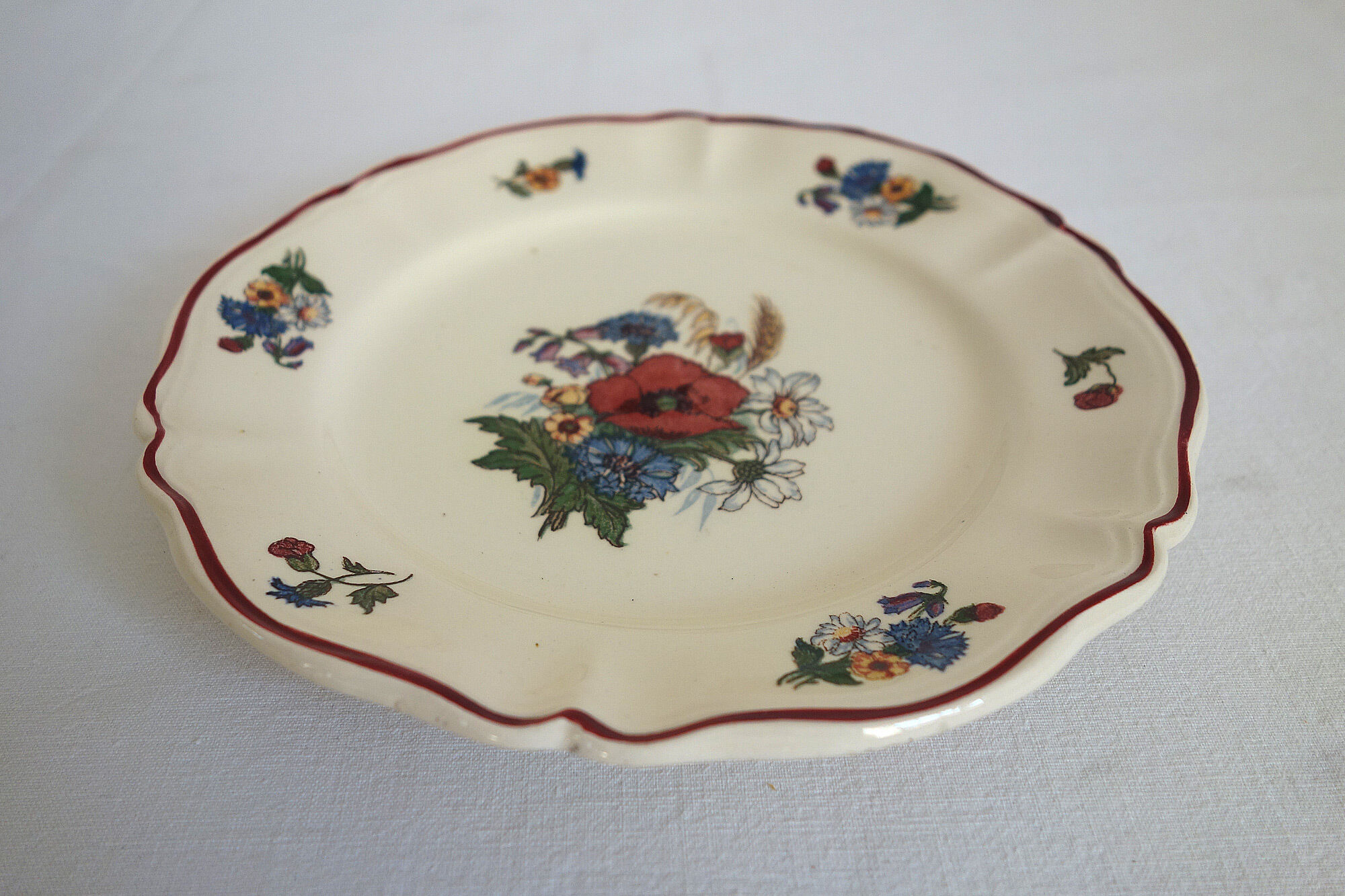 Set of 6 vintage dessert plates model Agreste, earthenware of Sarreguemines