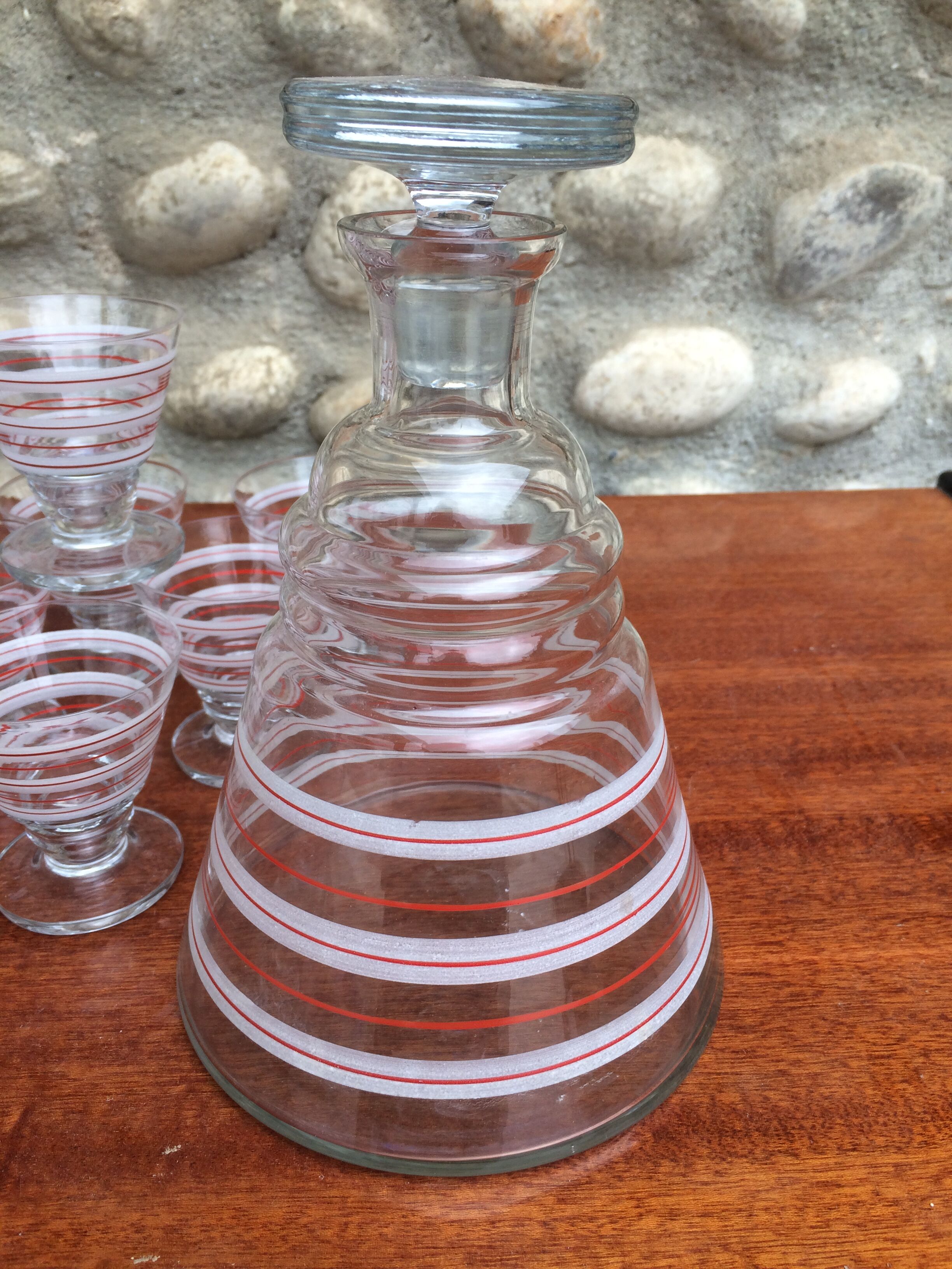 Carafe lot and liqueur glasses