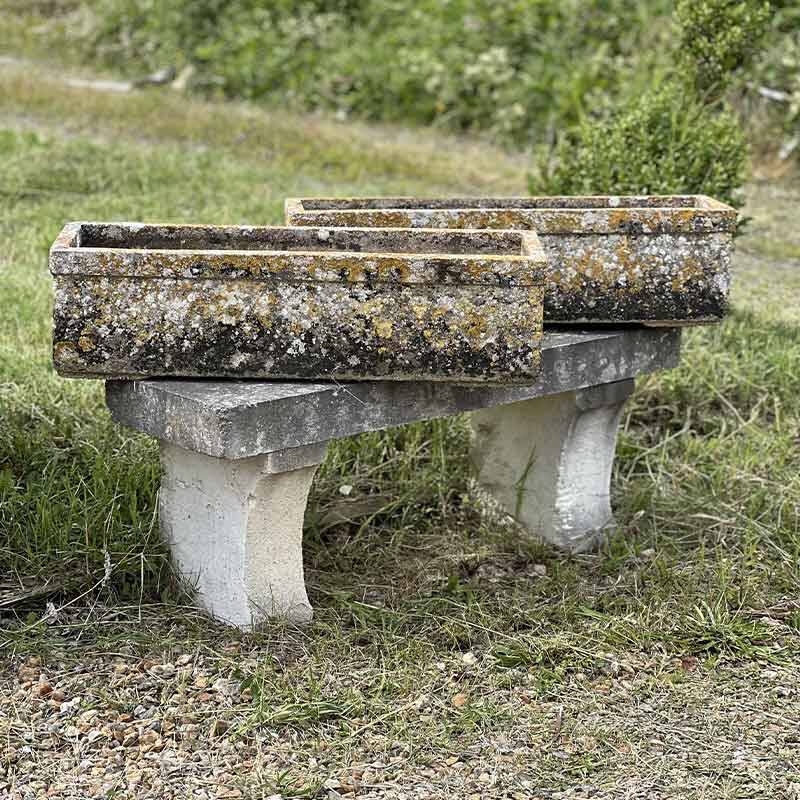 Pair of cement planters 75x25x20cm