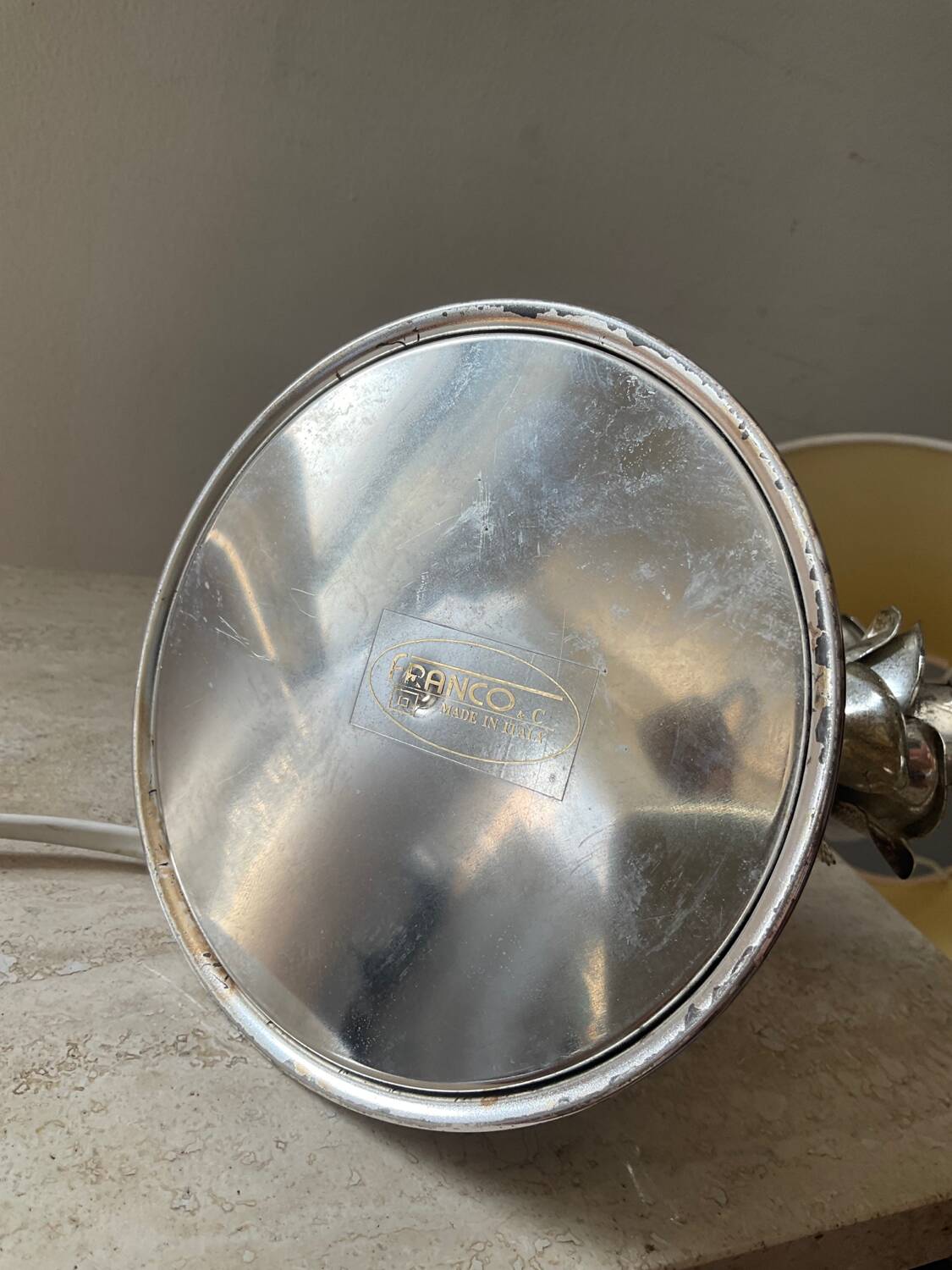 Vintage Franco Italy lamp with silver and gold metal flowers