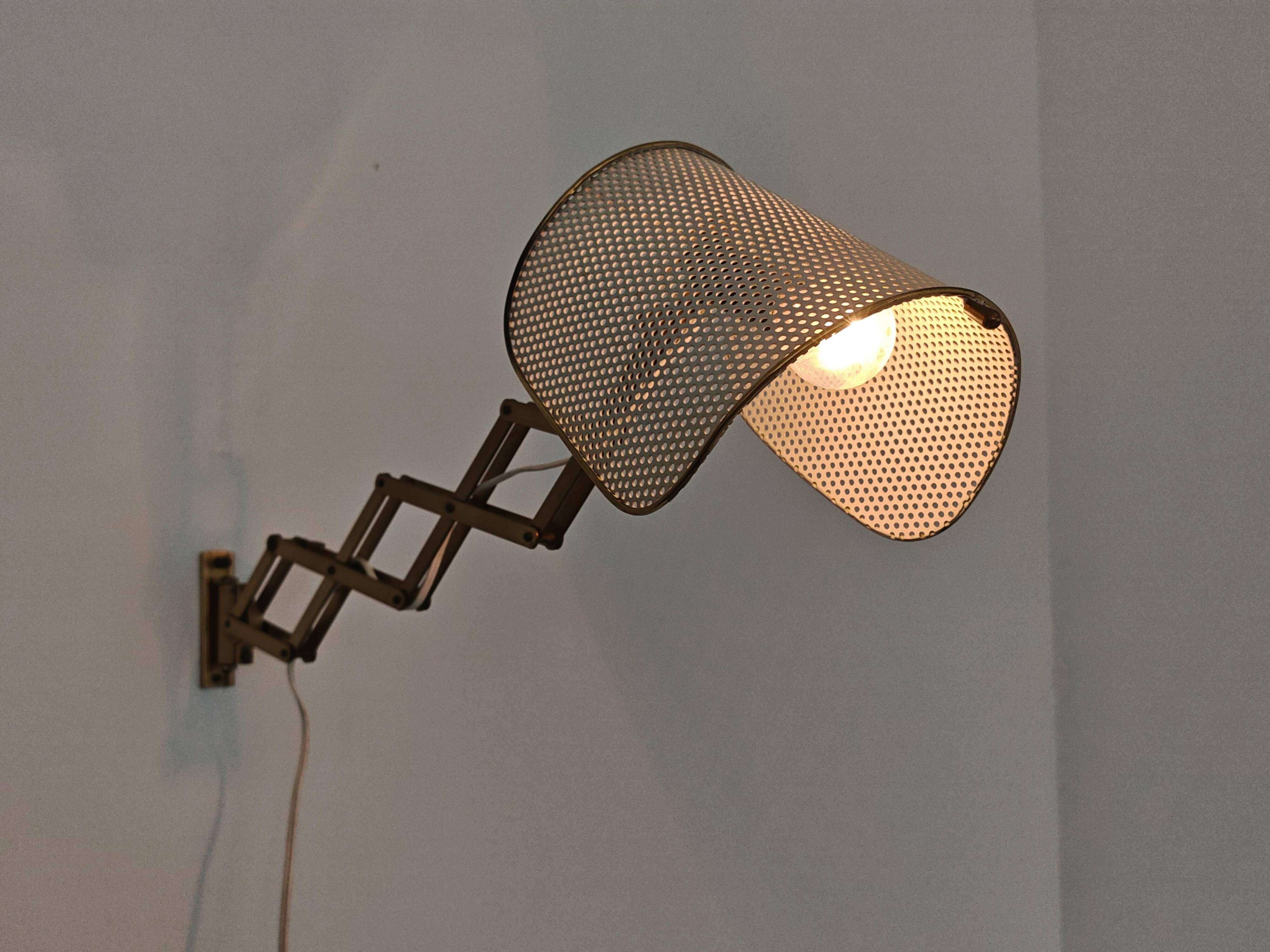 Pair of adjustable scissor wall lamps Mid Century Modern by Alfred Müller for AMBA