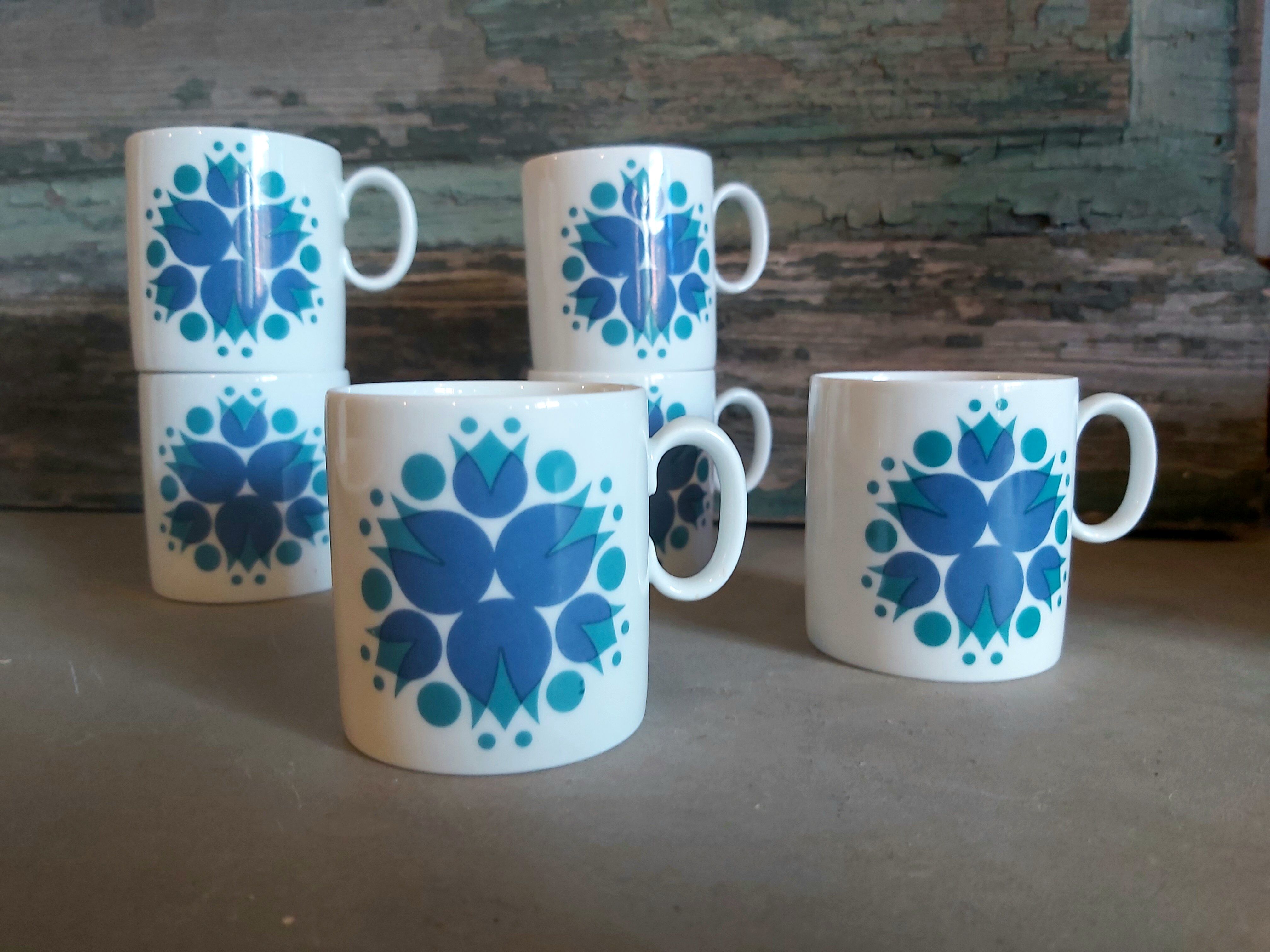 Thomas Rosenthal Germany porcelain Tulips coffee set in greens and blues