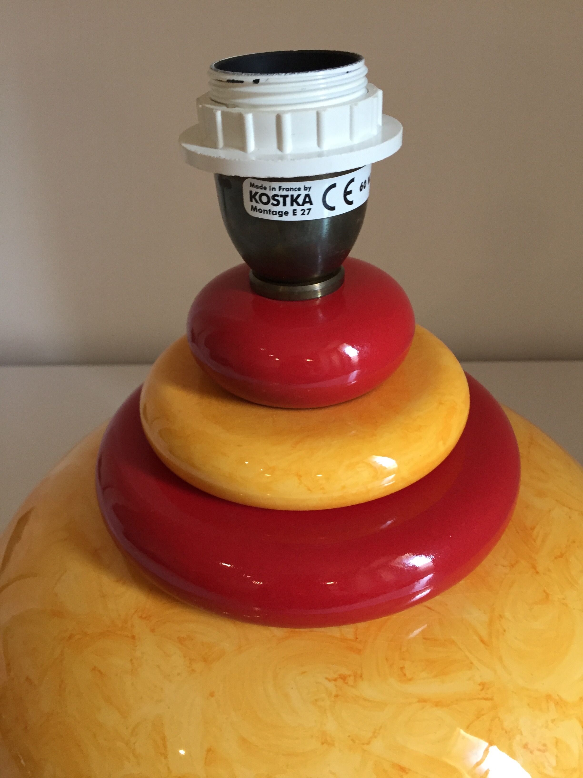 Kostka ceramic lamp foot, France, 1980s