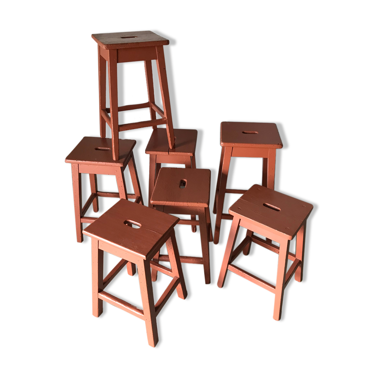 Set of wooden stools