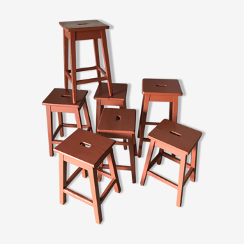 Set of wooden stools