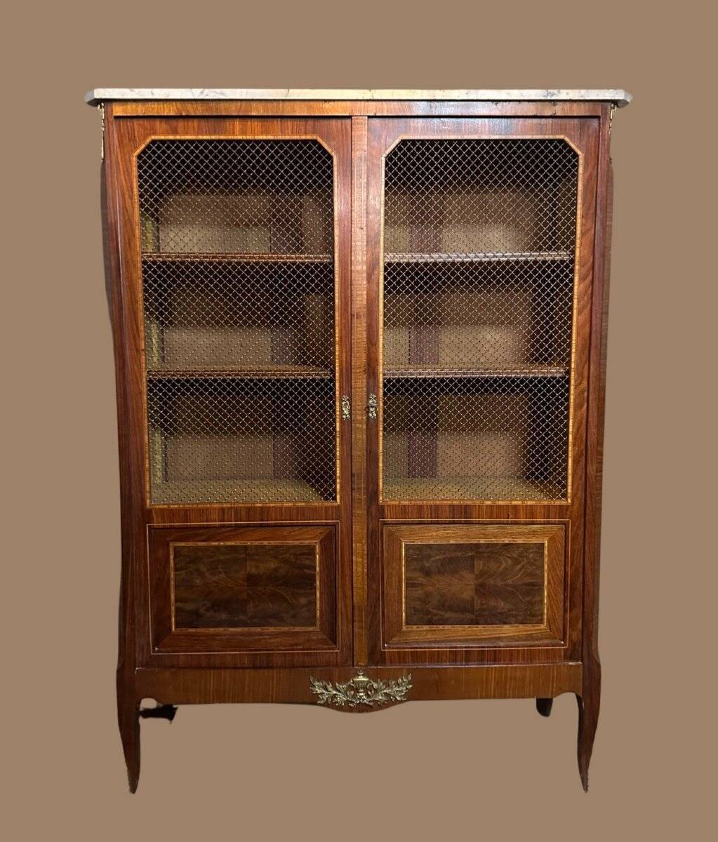 Louis XV - Louis XVI Transition Style Marquetry Bookcase
