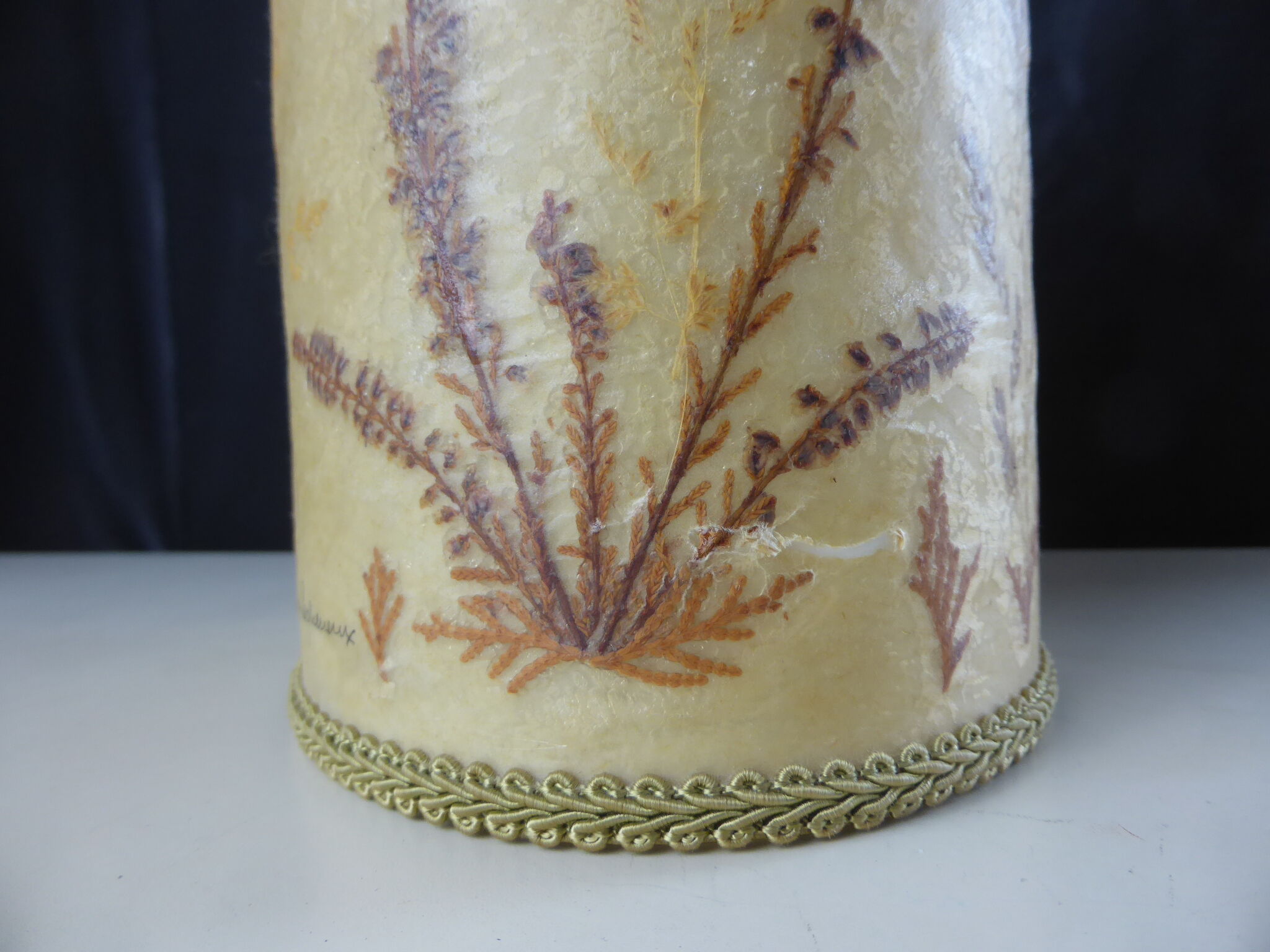 Vintage herbarium lampshade signed C. Loqueneux