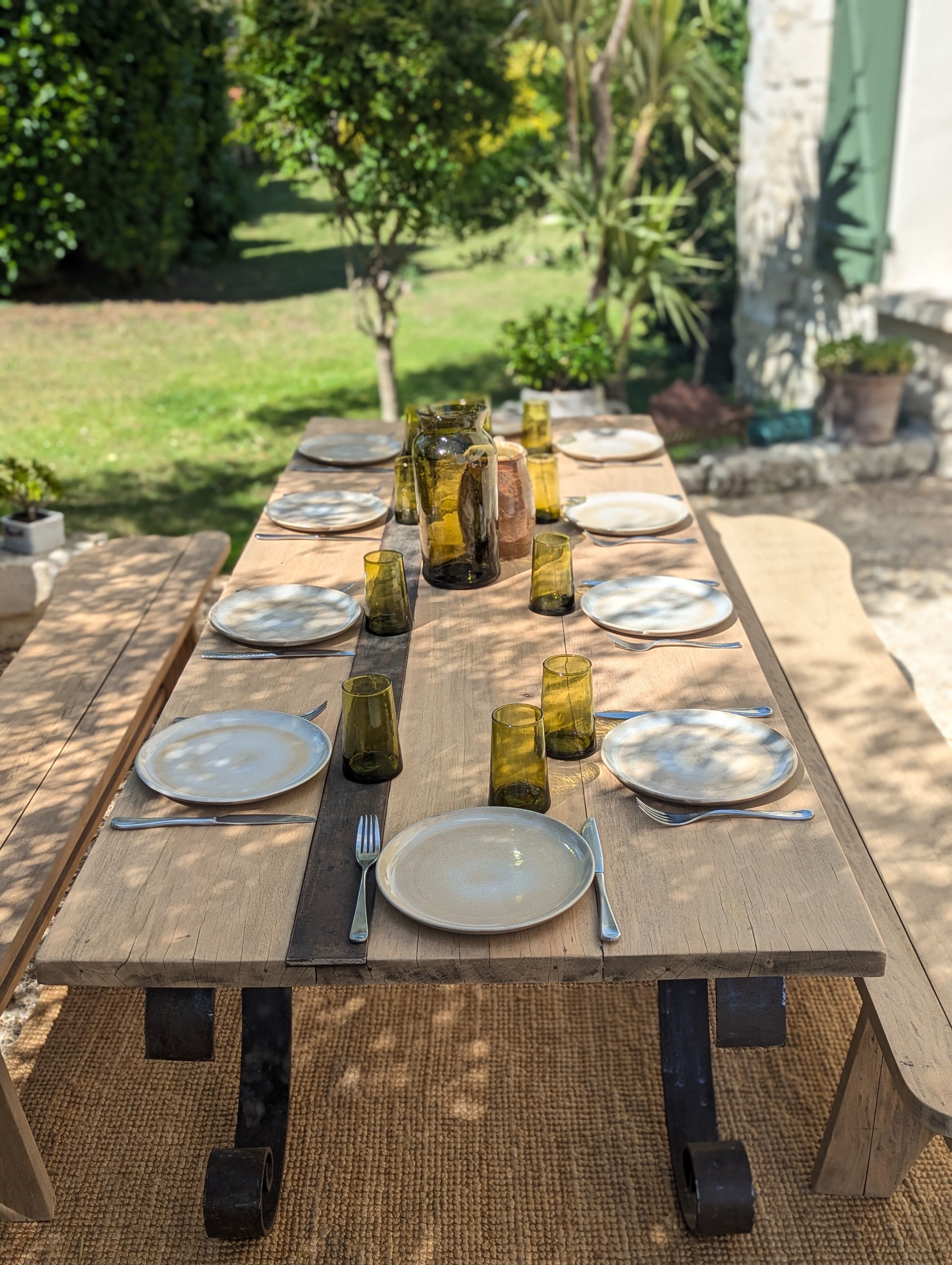 Table set, stools and benches