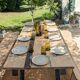 Table set, stools and benches