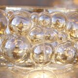 Mid-Century 6-light chandelier in Massive Brass - Iridescent Moulded Glass, Germany 1960s