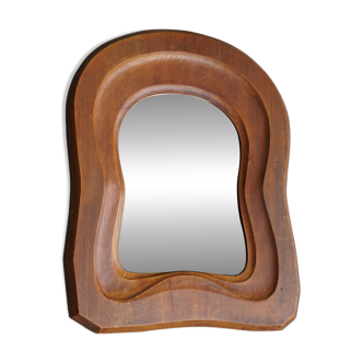 Miroir anthroposophique en bois du milieu du siècle, années 1950