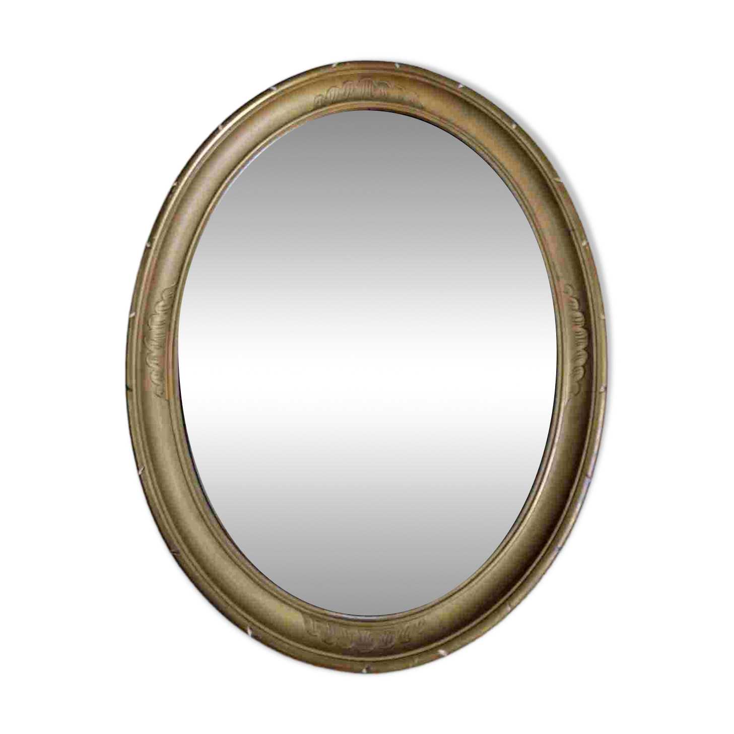 Oval mirror in gilded stucco 45 cm
