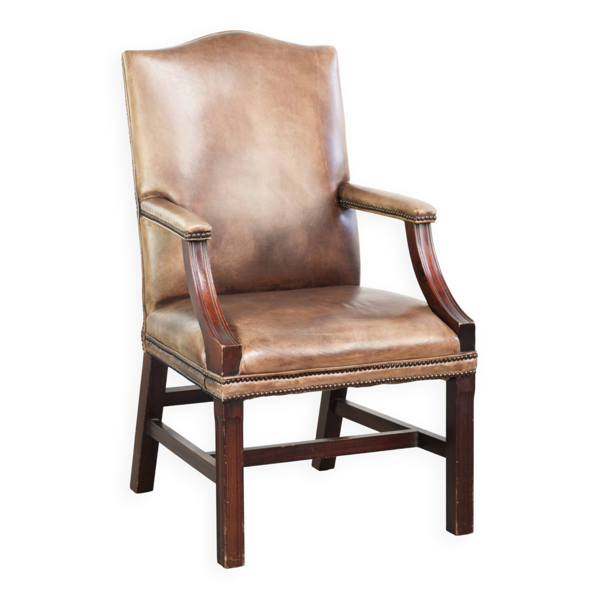 Chaise de bureau/chaise d'appoint Gainsborough en cuir de vache de style anglais du 20e siècle