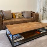 Coffee table sheet metal and natural teak, Le Cèdre Rouge