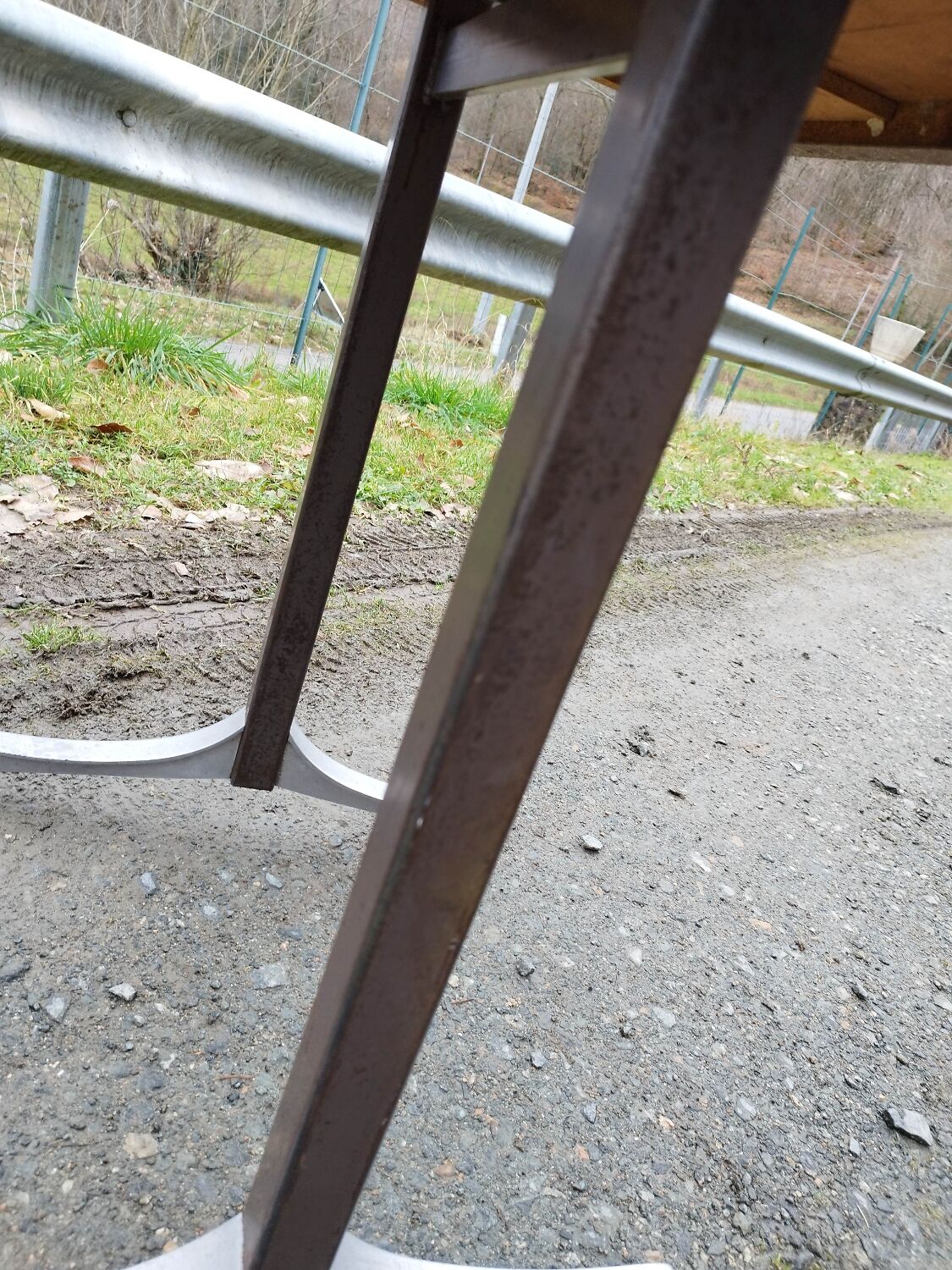 Healing bistro table formica orange iron foot