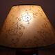 Vintage table lamp in turned wood and fabric lampshade
