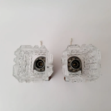 Pair of Philips 60s wall lamps in teak and glass