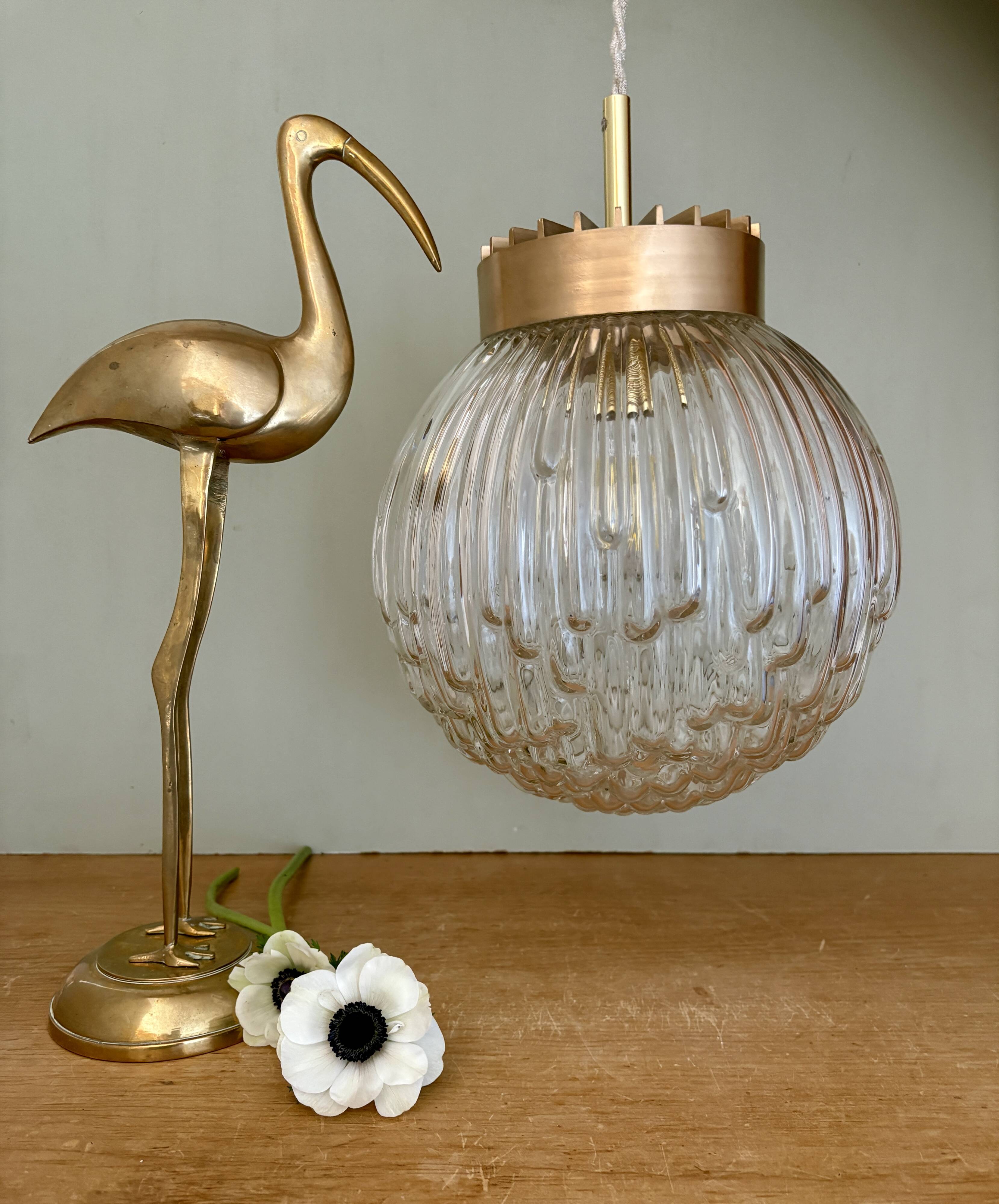 Vintage XL globe pendant light in molded glass