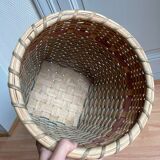 Green beige wicker basket