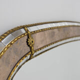 Miroir multi-facettes avec guirlandes en laiton, France, années 1970