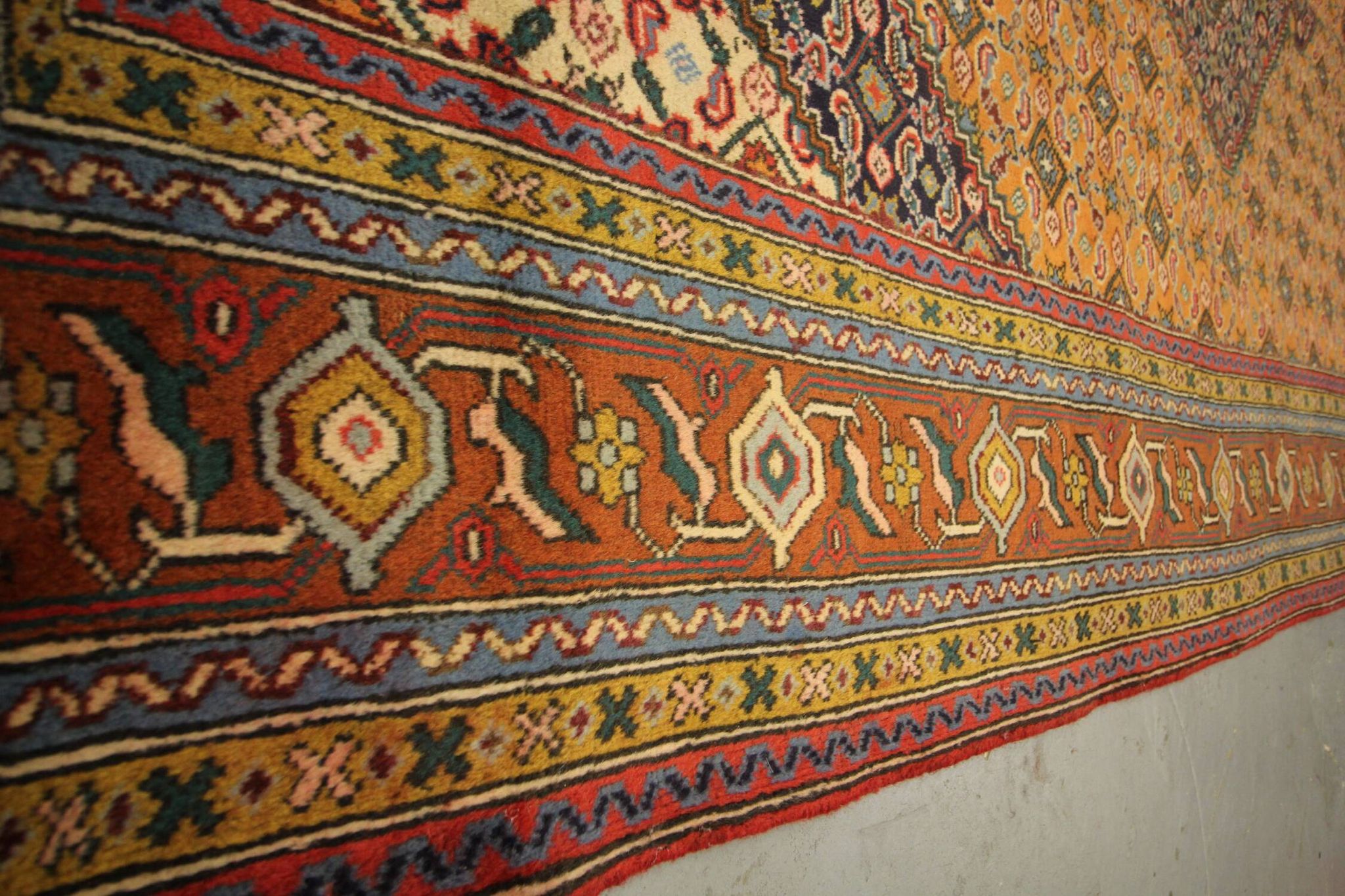 Vintage persian living room rug handwoven red wool ardebil carpet area rug- 197x292cm