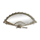 Table mirror vintage engraved glass fan