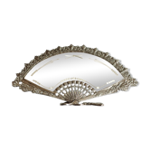 Table mirror vintage engraved glass fan