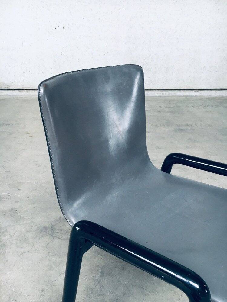 Postmodern Leather Dining Chairs, Italy, 1980s, Set of 4