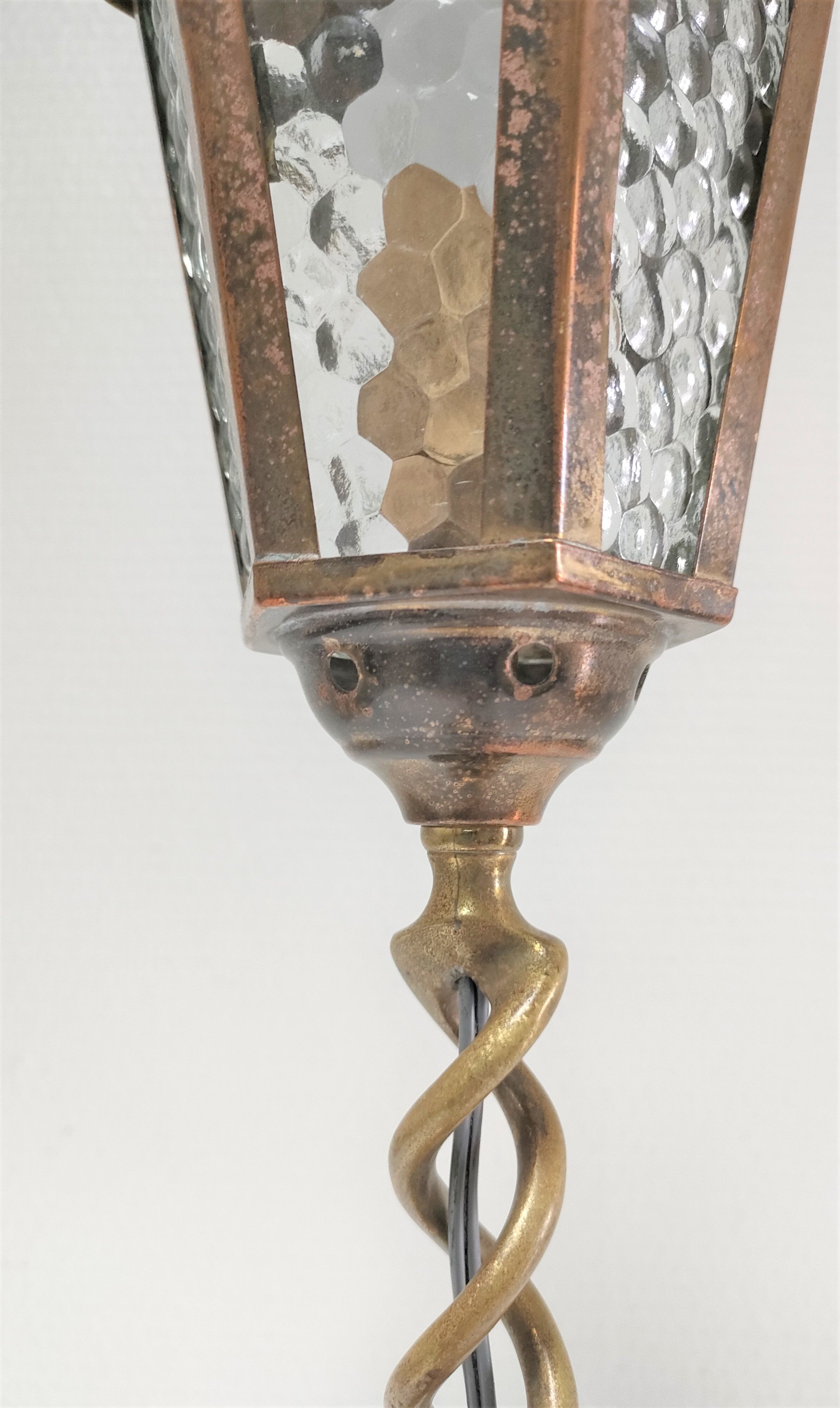 Lampe lanterne laiton et verre début XXème
