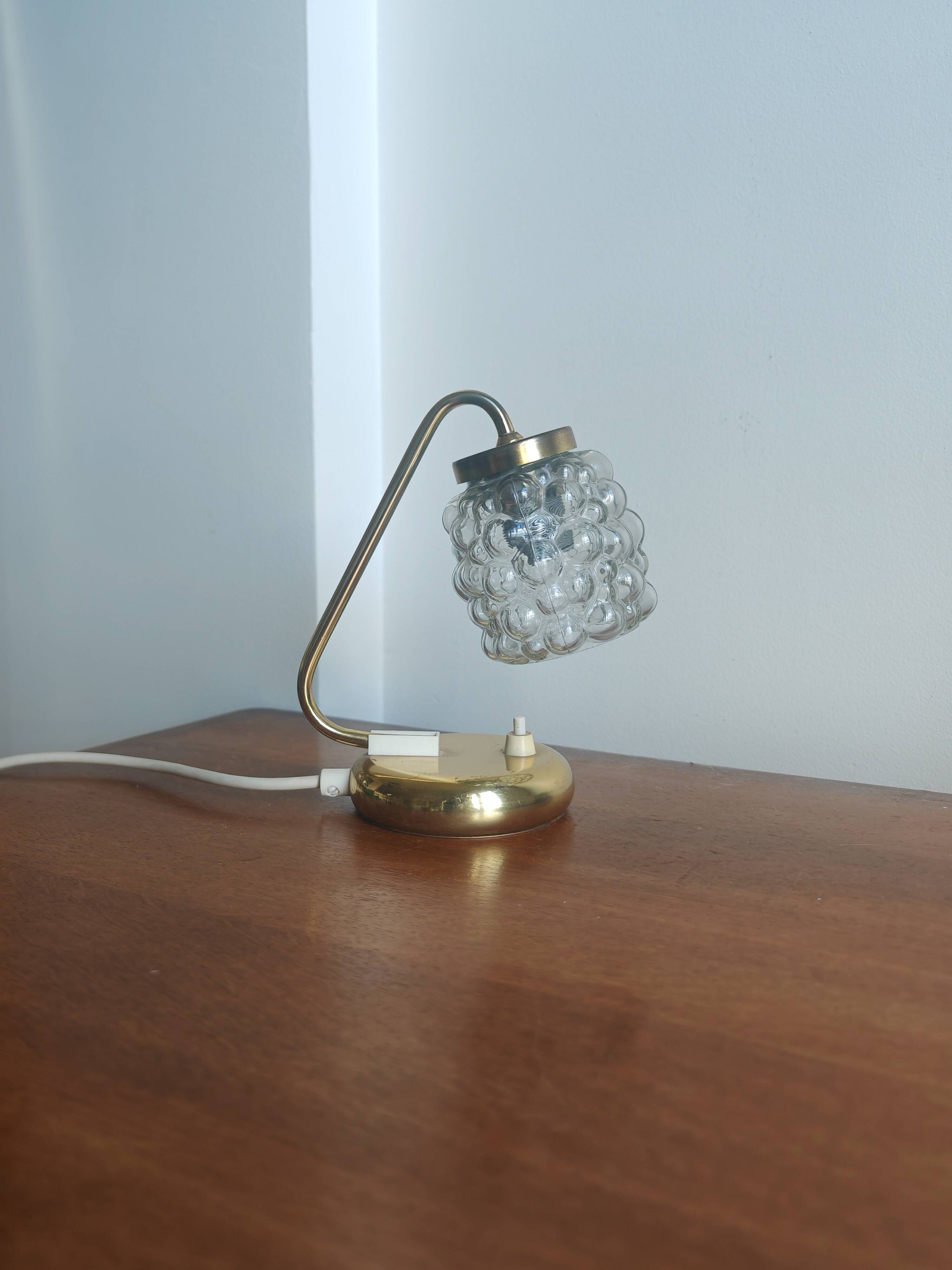 Small vintage brass and bubble glass lamp SARU (Germany) – 1960s