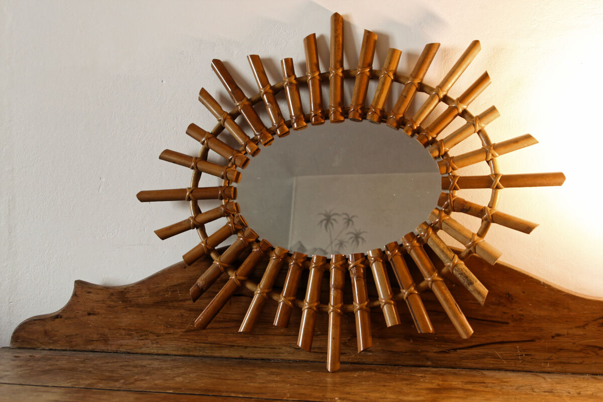 Rattan sun mirror