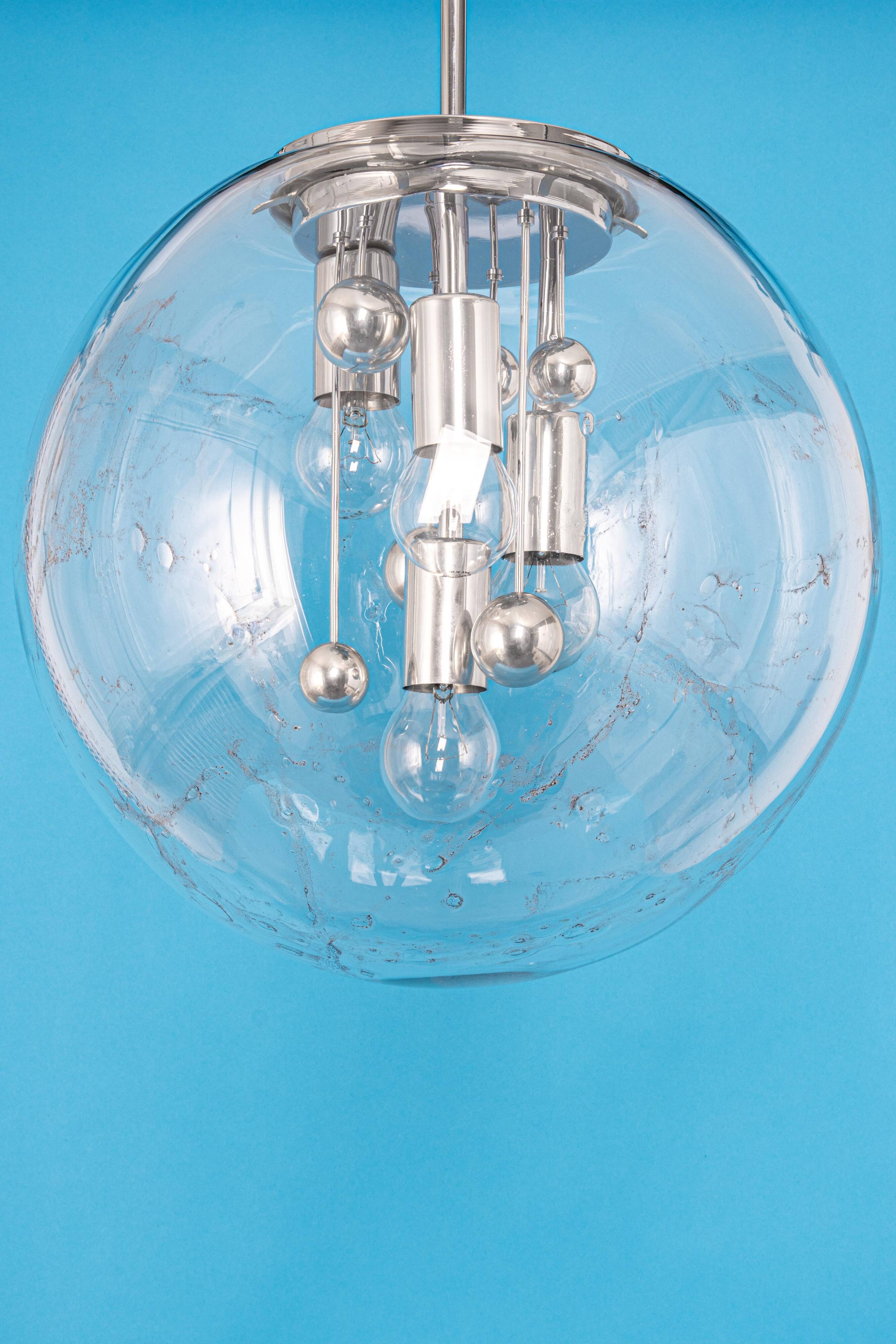 Large Sputnik ball pendant by Doria, Germany, 1970s.