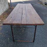 Folding wooden and metal table