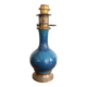 Blue Enamelled Ceramic Lamp Base Brass Vintage Oil Lamp Style