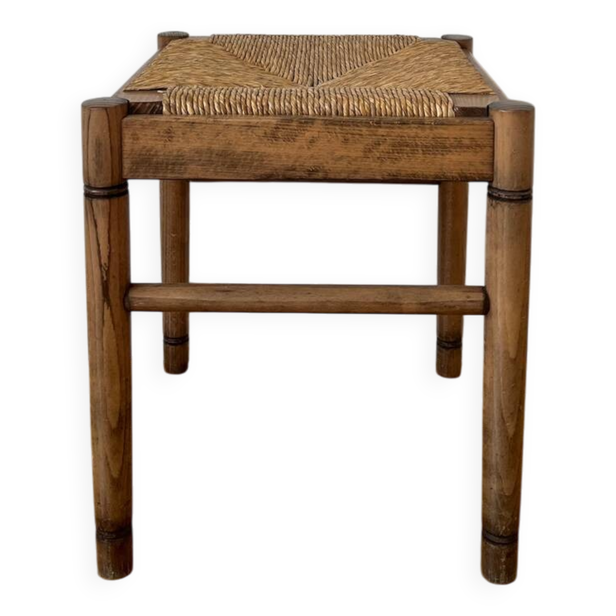 Straw and old wood stool