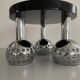 Mid-century ceiling light with 3 shades and wooden base, 1960s, Italy.