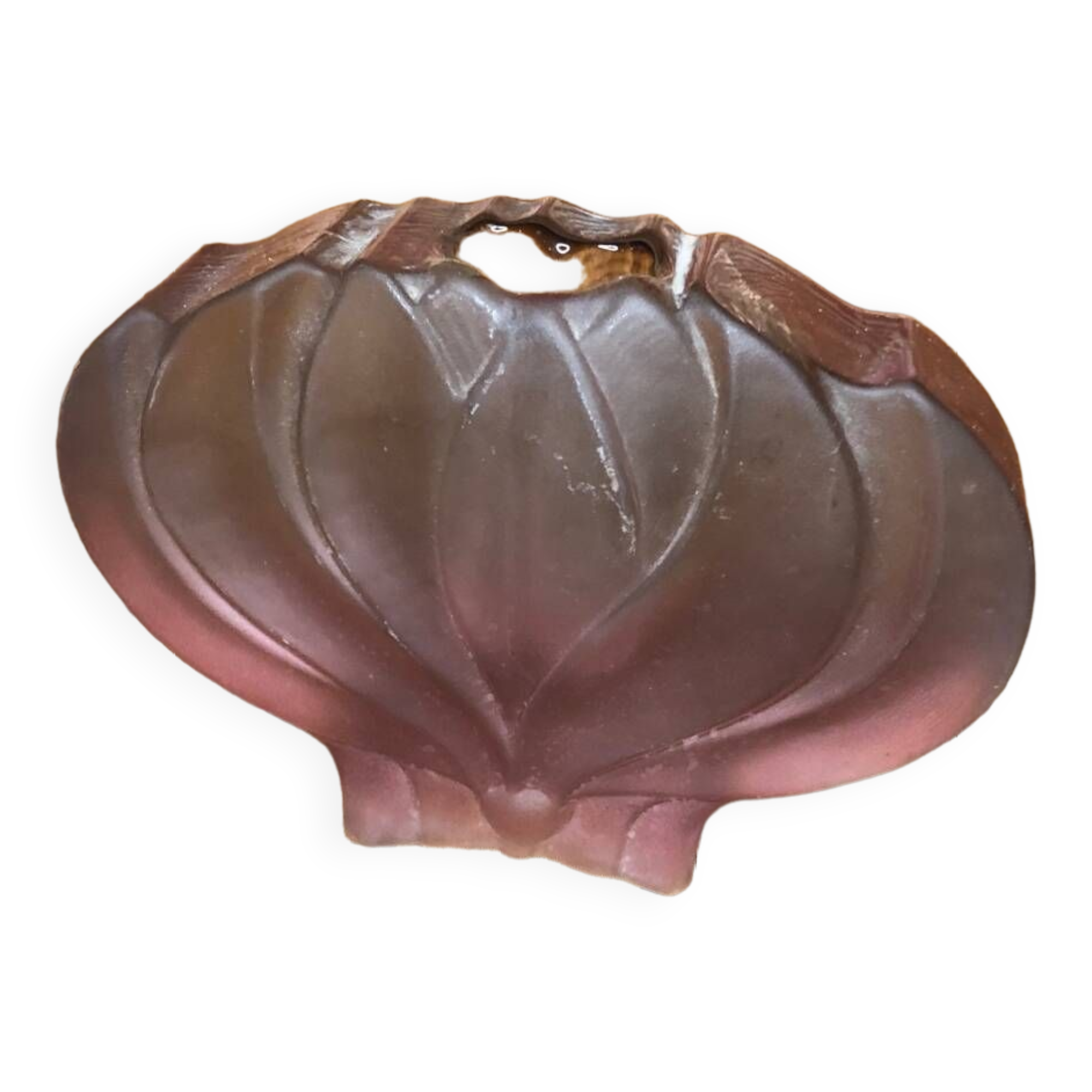 Old soliflore vase lotus shape molded glass pink vintage