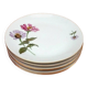 6 flat plates Fine Bohemian porcelain Floral decoration on a white background