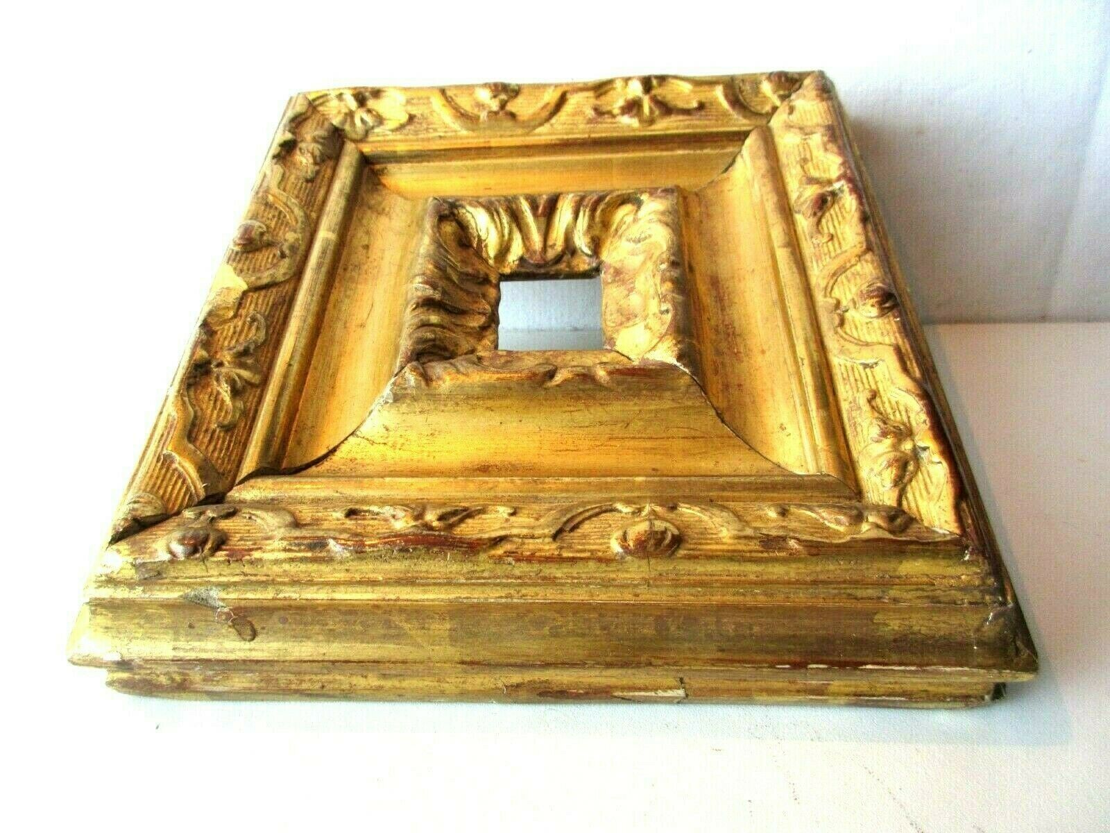 late 19th century square frame, small carved wood frame, gilded with gold leaf