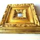 late 19th century square frame, small carved wood frame, gilded with gold leaf