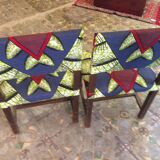 Paire de chaises XIX tissu wax