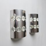 Set of 2 chromed / glass sconces by Oscar Torlasco, 1970s, Italy.