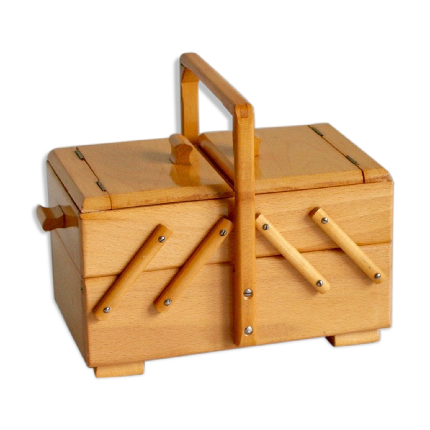 Wooden sewing basket