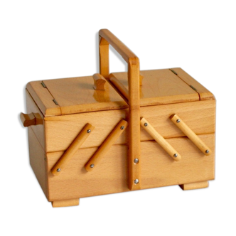 Wooden sewing basket