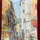 Watercolor Saint-Paul de Vence, rue portail-levis