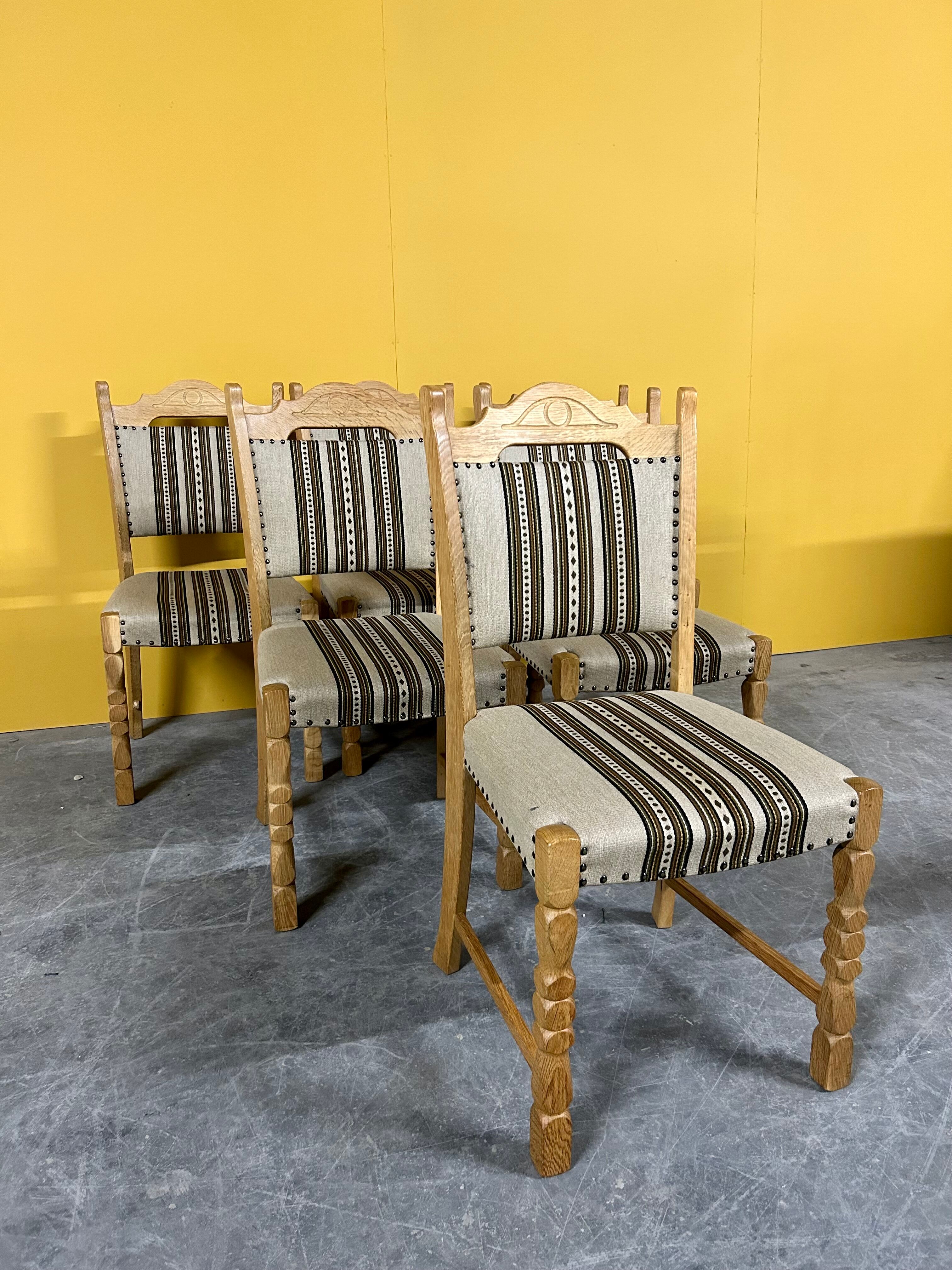 Danish vintage set of 6 oakwood dining chairs