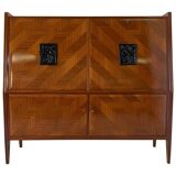 Italian Mahogany Secretaire Cabinet, 1950s